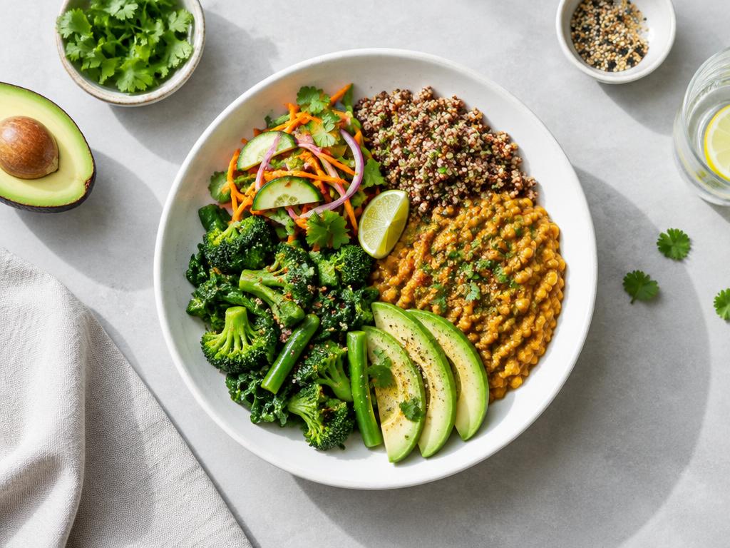 A balanced meal of vegetables and grains